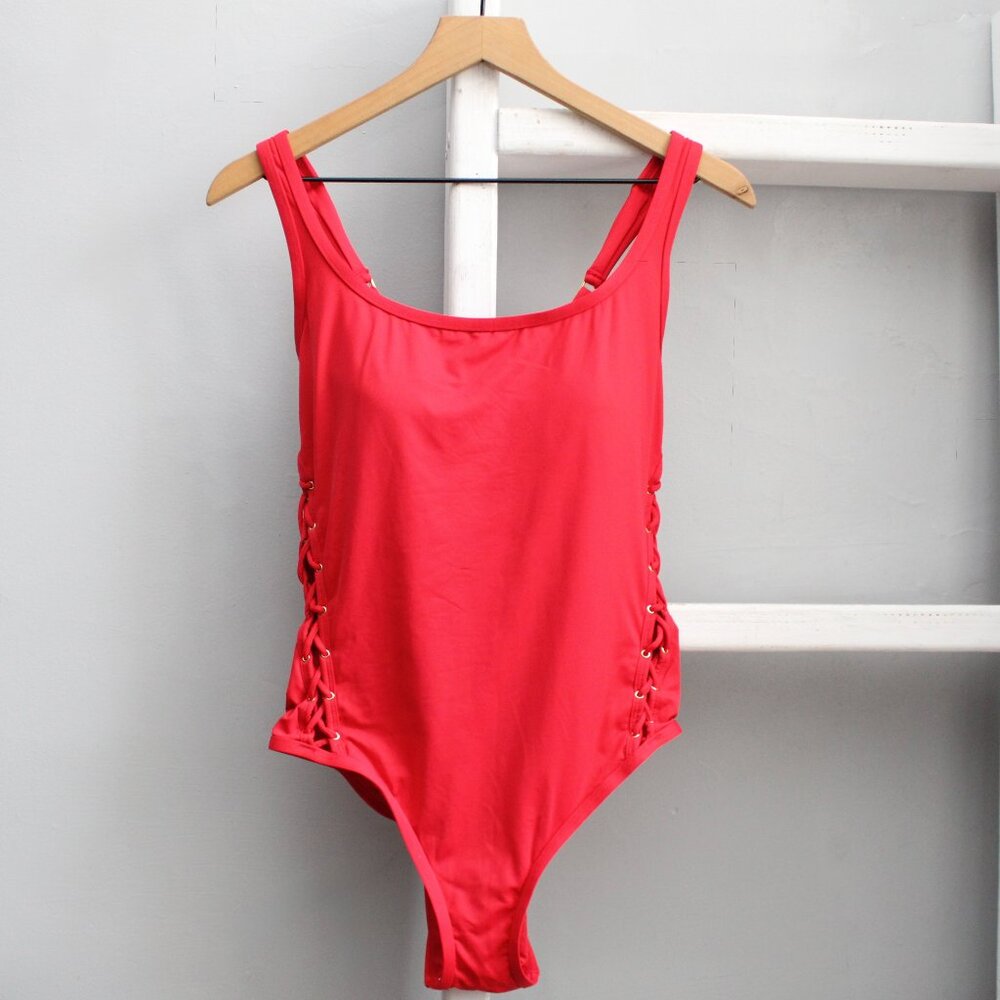 La Blanca L8446 Women's Red Flame Tied and True One-Piece Swimsuit Size XL - Picture 4 of 9